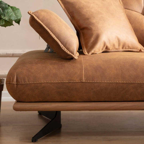 Canapea extensibilă TESLA,  senzația de piele natural, Picioarele : din metal vopsit în câmp electrostatic. , extensibila detalie , din sus brațul ridicat