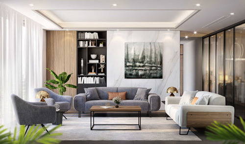 Canapea extensibilă BASIC cu decor din lemn, Opțiuni culoare și dimensiune 