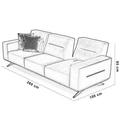 Canapea extensibilă OPERA 4 locuri 260 cm, Opțiuni culoare - Maroom