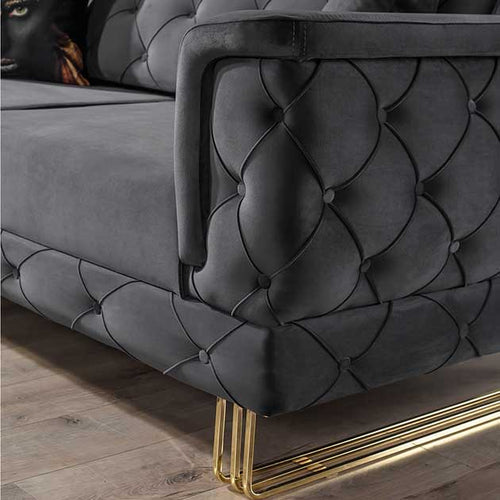 Canapea extensibilă TOSCA 3 locuri 220 cm, material:Catifea, picioarelor:Metal, detalie
