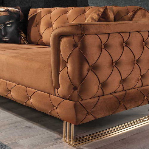 Canapea extensibilă TOSCA 3 locuri 220 cm, material:Catifea, picioarelor:Metal, detalie