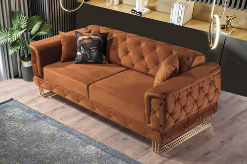 Canapea extensibilă TOSCA 3 locuri 220 cm, material:Catifea, picioarelor:Metal, din sus