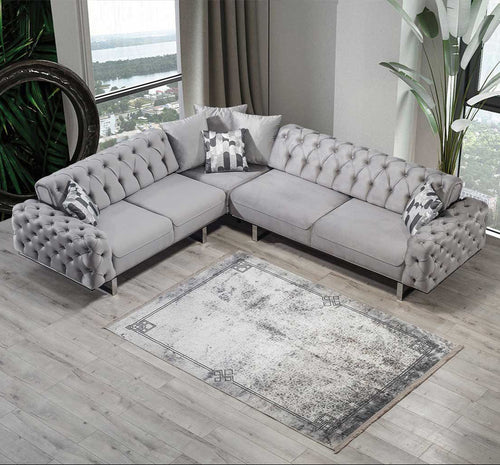 Colțar Extensibil 3+2 locuri LILA, material: Catifea exclusivă, picioarelor: Metal. din sus