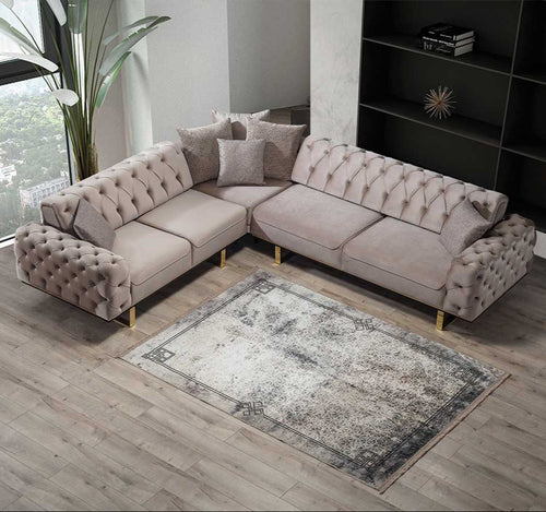 Colțar Extensibil 3+2 locuri LILA, material: Catifea exclusivă, picioarelor: Metal. din sus