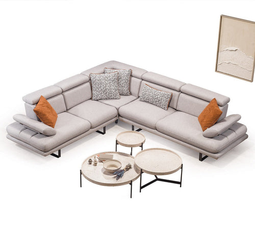 Colțar Extensibil 6 locuri TERRA 305 x 270 cm , Țesătură cu aspect de piele, Tipul picioarelor: Metal ,   din sus    