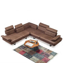 Colțar Extensibil 6 locuri TERRA 305 x 270 cm , Țesătură cu aspect de piele, Tipul picioarelor: Metal , detalie     din sus