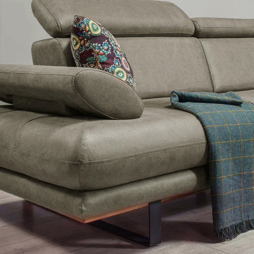 Colțar Extensibil 6 locuri TERRA 305 x 270 cm , Țesătură cu aspect de piele, Tipul picioarelor: Metal ,  detalie     