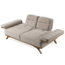 Canapea extensibilă 3 locuri AVIVA lemn picioare  textura Catifea,  detalie extensibila