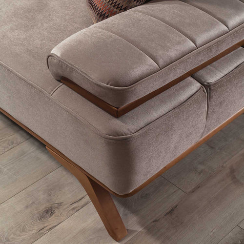 Canapea extensibilă 3 locuri AVIVA lemn picioare,  textura Catifea   detalie din drepta