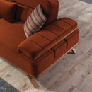 Canapea extensibilă 3 locuri AVIVA lemn picioare  textura Catifea   detalie din drepta