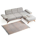 Colțar Extensibil 3+1 locuri cu șezlong AVIVA 265 x 190 cm, material: Catifea exclusivă, picioarelor: Lemn, detalie extensibila