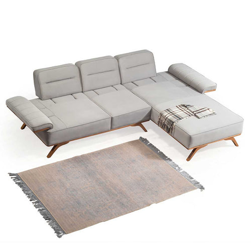 Colțar Extensibil 3+1 locuri cu șezlong AVIVA 265 x 190 cm, material: Catifea exclusivă, picioarelor: Lemn, detalie extensibila