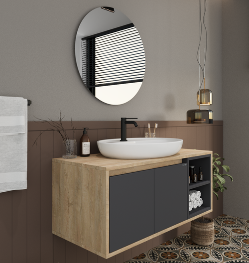 Dulap Baie suspendat cu chiuvetă ROSSY, MDF, Opțiuni Dimensiune