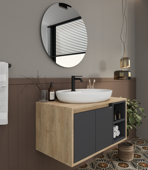 Dulap Baie suspendat cu chiuvetă ROSSY, MDF, Opțiuni Dimensiune