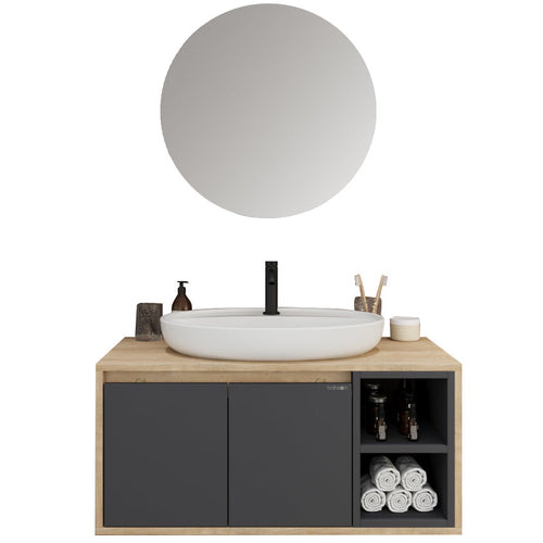 Dulap Baie suspendat cu chiuvetă ROSSY, MDF, Opțiuni Dimensiune