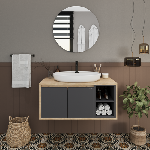 Dulap Baie suspendat cu chiuvetă ROSSY, MDF, Opțiuni Dimensiune