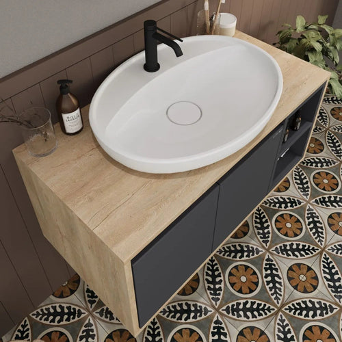 Dulap Baie suspendat cu chiuvetă ROSSY, MDF, Opțiuni Dimensiune