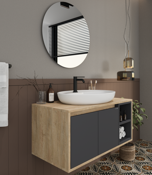 Dulap Baie suspendat cu chiuvetă ROSSY, MDF, Opțiuni Dimensiune