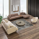 Colțar modular extensibil KAPPA cu modul măsuța, 355 x 185 cm  picior metal, textură modernă boucle , unu fotoliu doi canapea