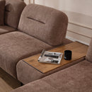 Colțar modular extensibil KAPPA cu modul măsuța, 355 x 185 cm  picior metal, textură modernă boucle, detaliu