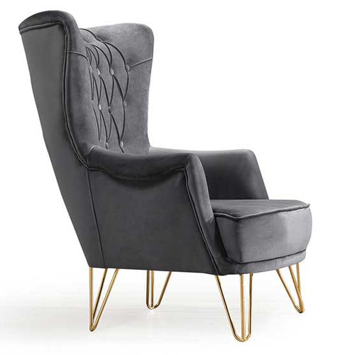 Fotoliu TOSCA , material:Catifea, picioarelor:Metal,  din lateral