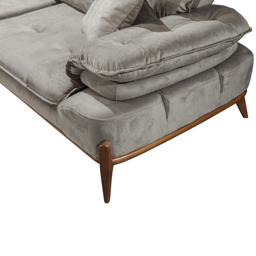 Canapea extensibilă GALAXY , Tip material:&nbsp;Catifea exclusivă, Tipul picioarelor: Lemn , extensibila detalie