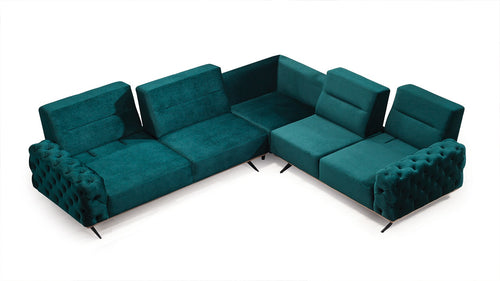 Colțar Extensibil 3+2 locuri HAVANA 300 x 260 cm, catifea țesătură aspect piele, Tipul picioarelor:Metal , extensibila detaliu