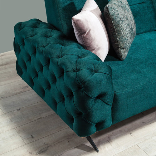 Colțar Extensibil 3+2 locuri HAVANA 300 x 260 cm, catifea țesătură aspect piele, Tipul picioarelor:Metal , detalie