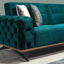 Colțar Extensibil 3+2 locuri HAVANA 300 x 260 cm, catifea țesătură aspect piele, Tipul picioarelor:Metal  , detalie