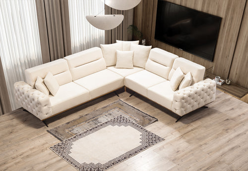 Colțar Extensibil 3+2 locuri HAVANA 300 x 260 cm, catifea țesătură aspect piele, Tipul picioarelor:Metal