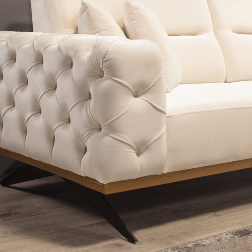 Colțar Extensibil 3+2 locuri HAVANA 300 x 260 cm, catifea țesătură aspect piele, Tipul picioarelor:Metal , detaliu