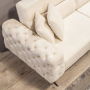 Colțar Extensibil 3+2 locuri HAVANA 300 x 260 cm, catifea țesătură aspect piele, Tipul picioarelor:Metal  , detaliu