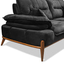 Canapea extensibilă GALAXY , Tip material:&nbsp;Catifea exclusivă, Tipul picioarelor: Lemn, detalie