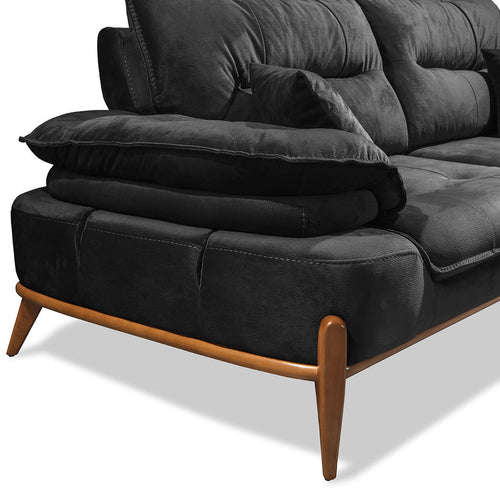 Canapea extensibilă GALAXY , Tip material:&nbsp;Catifea exclusivă, Tipul picioarelor: Lemn, detalie