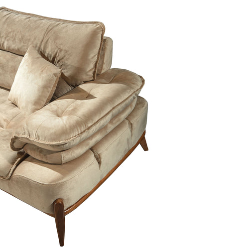 Canapea extensibilă GALAXY , Tip material:&nbsp;Catifea exclusivă, Tipul picioarelor: Lemn , detalie