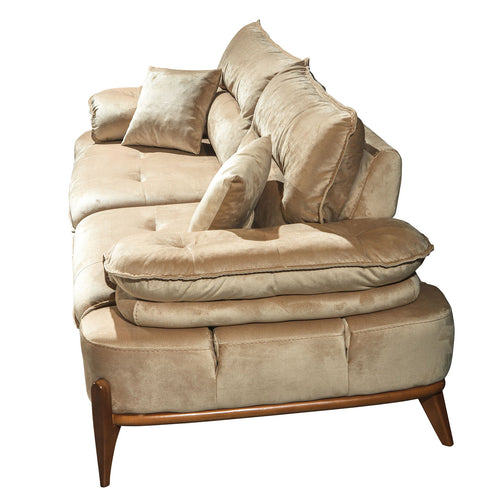 Canapea extensibilă GALAXY , Tip material:&nbsp;Catifea exclusivă, Tipul picioarelor: Lemn , din lateral