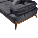 Canapea extensibilă GALAXY , Tip material:&nbsp;Catifea exclusivă, Tipul picioarelor: Lemn , detalie