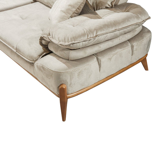 Canapea extensibilă GALAXY , Tip material:&nbsp;Catifea exclusivă, Tipul picioarelor: Lemn, detalie