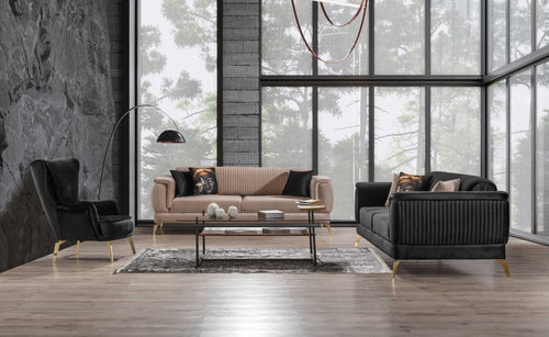 Fotoliu BUTTERFLY, material:Catifea,  picioarelor: Metal, setul 2 canapele 1 fotoliu