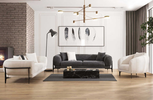 Fotoliu MOTTO 87 cm , texturată modernă bouclé , picior  metal, unu fotoliu  doi canapea 