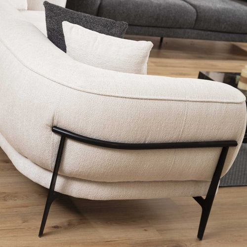 Canapea MOTTO, țesătură texturată modernă bouclé, Picior metal  , detaliu din spate