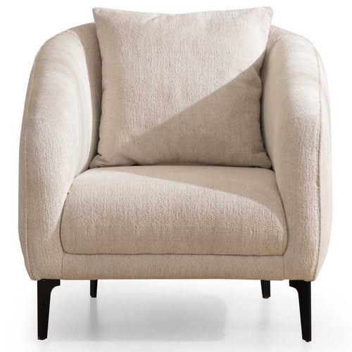 Fotoliu MOTTO 87 cm , texturată modernă bouclé , picior  metal , din in fata