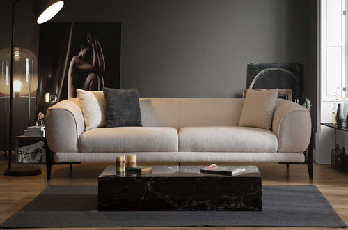 Canapea MOTTO, țesătură texturată modernă bouclé, Picior meta, in fatal