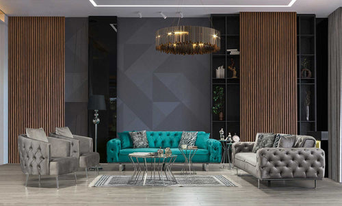 Fotoliu LILA 85 cm, material: Catifea exclusivă, picioarelor: Metal. 2 canapele 2 fotolii