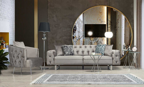 Canapea extensibilă LILA 3 locuri 230 cm, material: Catifea exclusivă, picioarelor: Metal.  1 canapea 1 fotoliu