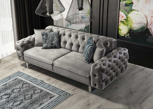 Canapea extensibilă LILA 3 locuri 230 cm, material: Catifea exclusivă, picioarelor: Metal.  din sus