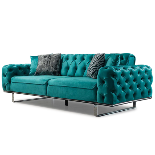 Canapea extensibilă LILA 3 locuri 230 cm, material: Catifea exclusivă, picioarelor: Metal.
