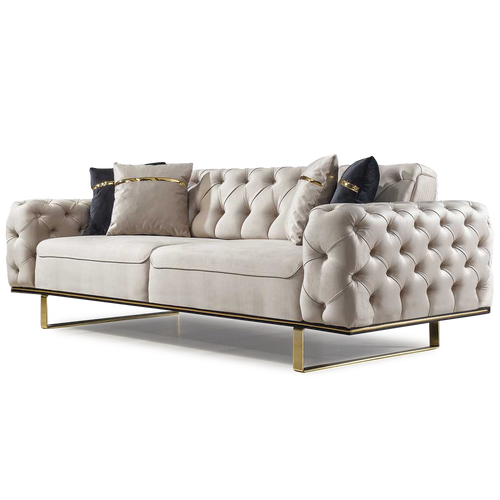 Canapea extensibilă LILA 3 locuri 230 cm, material: Catifea exclusivă, picioarelor: Metal.