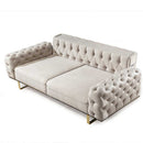 Canapea extensibilă LILA 3 locuri 230 cm, material: Catifea exclusivă, picioarelor: Metal.  detalie extensibila