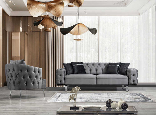 Fotoliu LILA 85 cm, material: Catifea exclusivă, picioarelor: Metal. 1 canapea 1 fotoliu